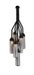 HomeRoots Shaded Empire Six Light metal and glass chandelier with clear shades, black metal frame, flush ceiling mount.