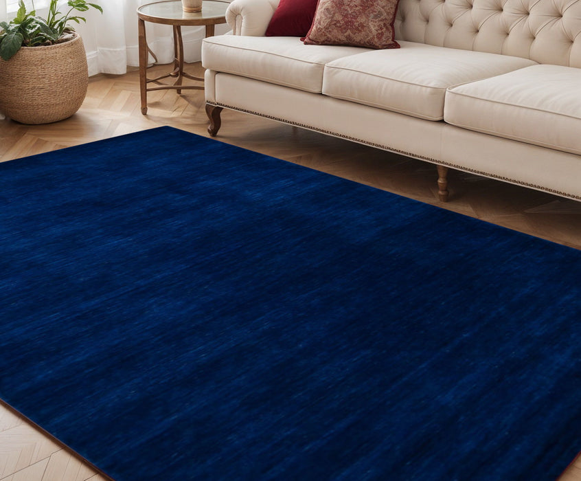 5' X 8' Wool Hand Woven Area Rug - Navy Blue