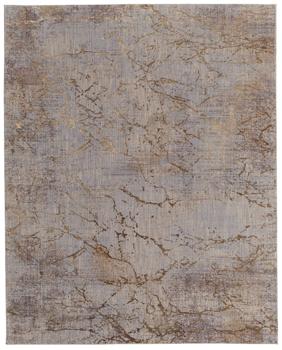 10' x 13' Abstract Power Loom Area Rug - Brown Taupe And Tan