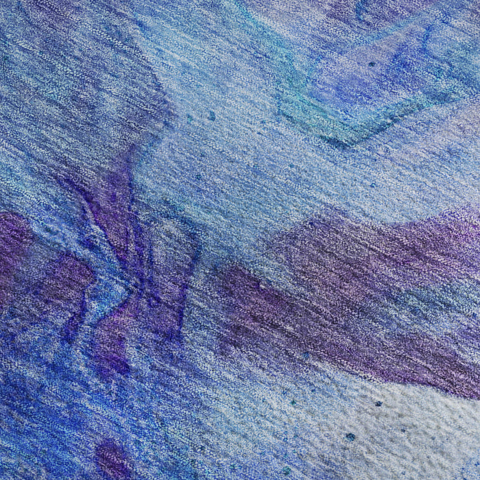 10' X 14' Abstract Washable Area Rug With UV Protection (653482) - Blue / Purple / Ivory