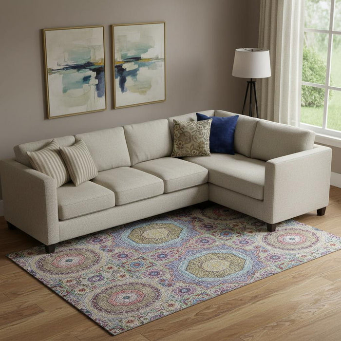 10' X 14' Medallion Washable Area Rug With UV Protection (708229) - Purple / Teal / Red