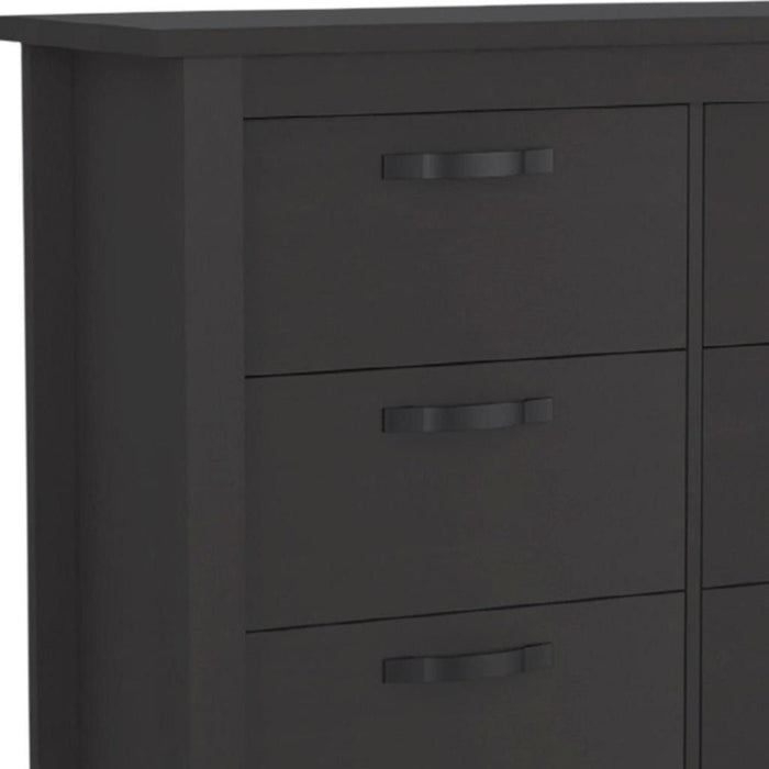 Wood Six Drawer Double Dresser For Bedroom - Black