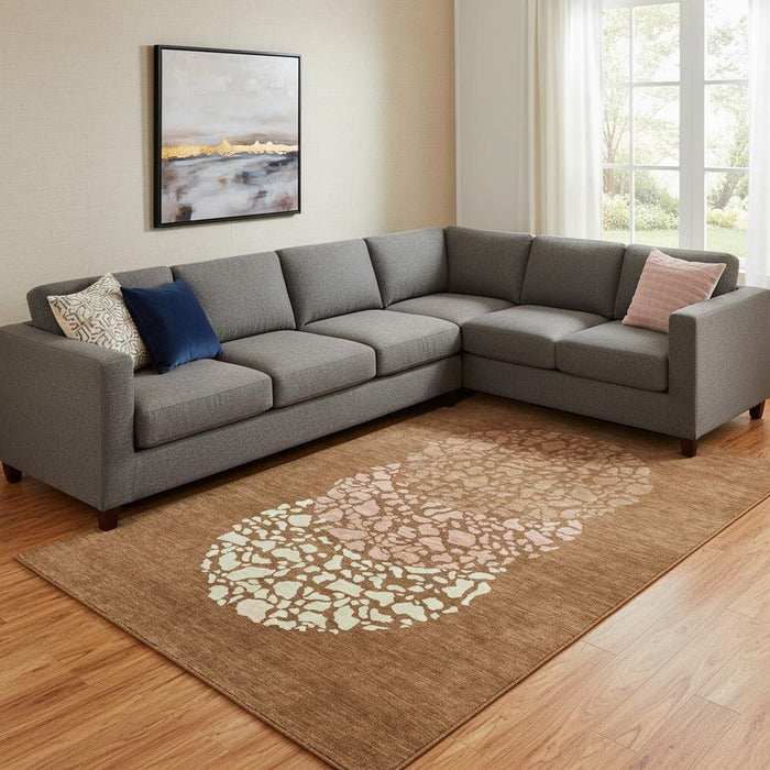 10' X 14' Abstract Washable Area Rug With UV Protection (653596) - Chili Red / Ivory