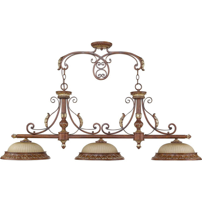 21" Three Light Metal Dimmable Chandelier With Shades - Bronze