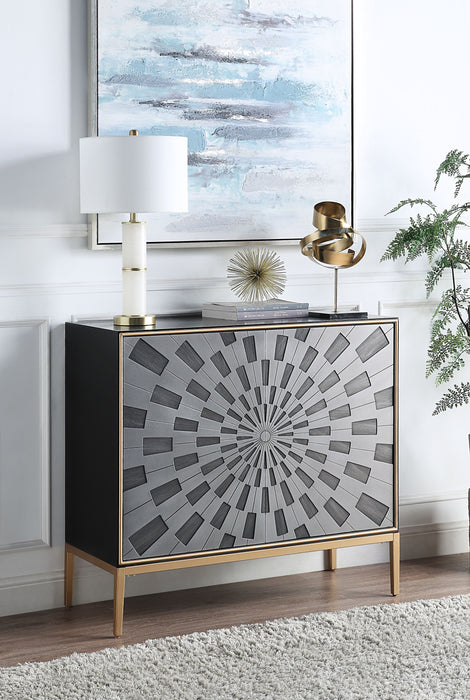 Quilla - Accent Table - Black, Gray & Brass Finish