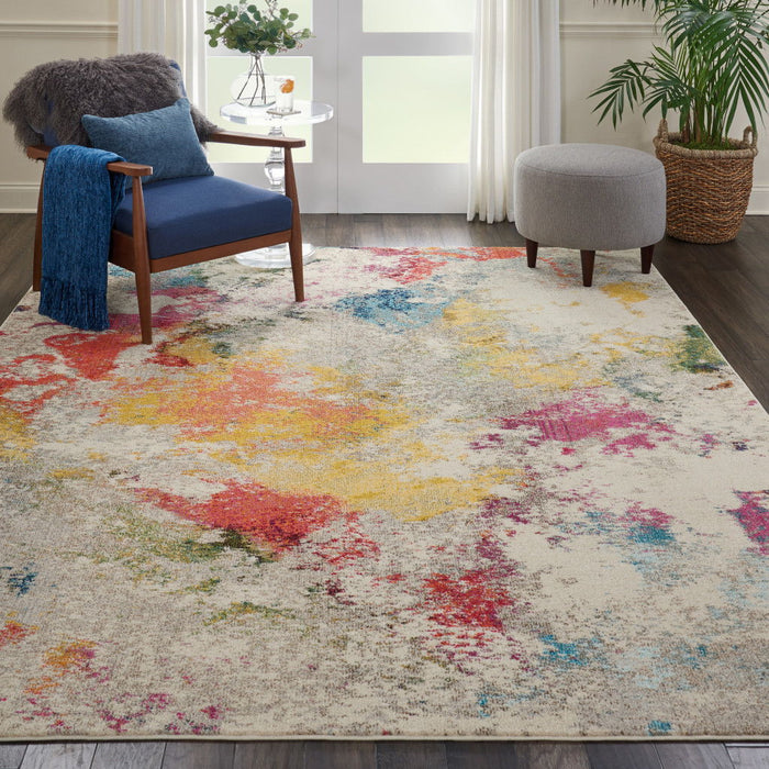9' X 12' Abstract Power Loom Area Rug - Ivory
