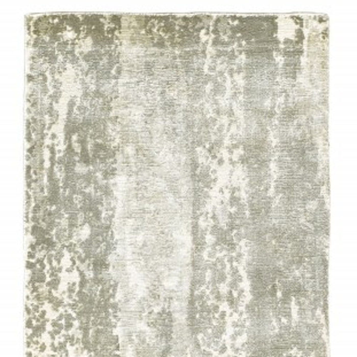 3' x 10' Abstract Splash Indoor Runner Rug - Gray And Ivory