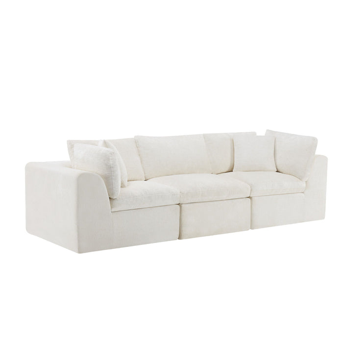 Chenille Modular Sofa Chaise With Toss Pillows (725205) - Beige