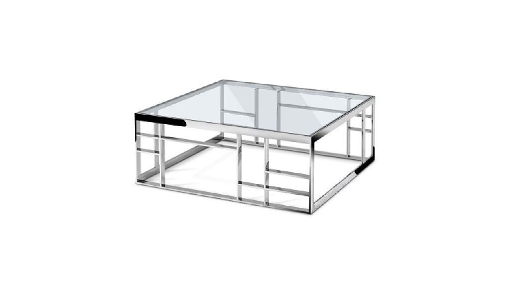 Glass Square Coffee Table - Silver And Clear