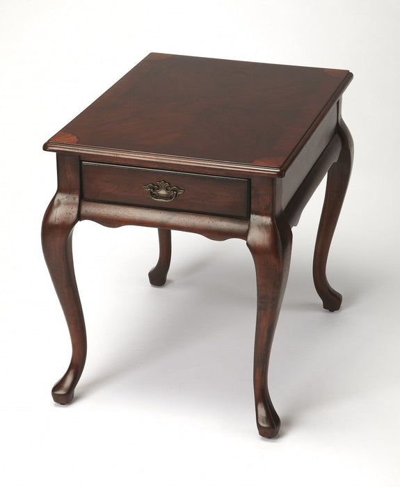 Solid And Manufactured Wood Rectangular End Table With Drawer - Dark Brown
