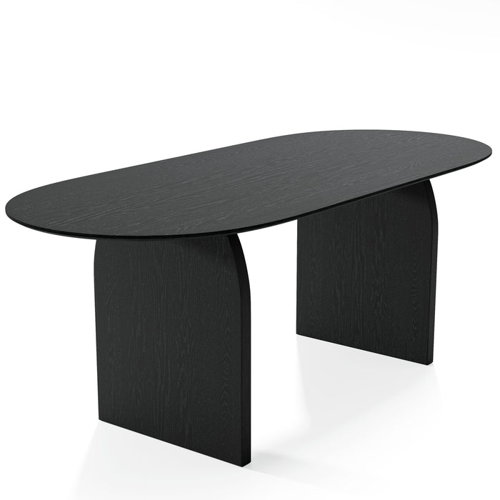 79" Solid Wood Mirrored Double Pedestal Base Oval Dining Table - Black