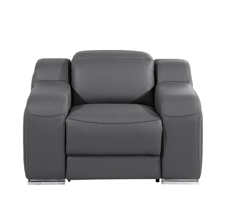 Italian Leather Wall Hugger Recliner With USB - Dark Gray