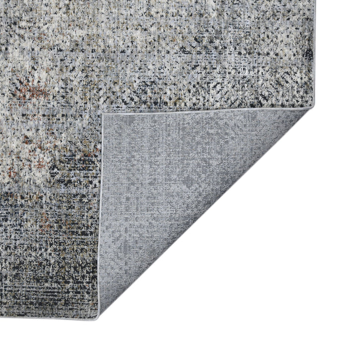 9' x 12' Abstract Power Loom Area Rug - Ivory Black And Gray