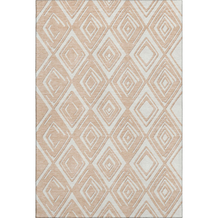 10' X 14' Geometric Washable Area Rug With UV Protection (668433) - Peach / Ivory