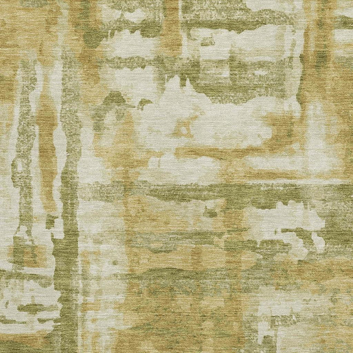 10' X 14' Abstract Washable Area Rug With UV Protection (714613) - Sage / Ivory