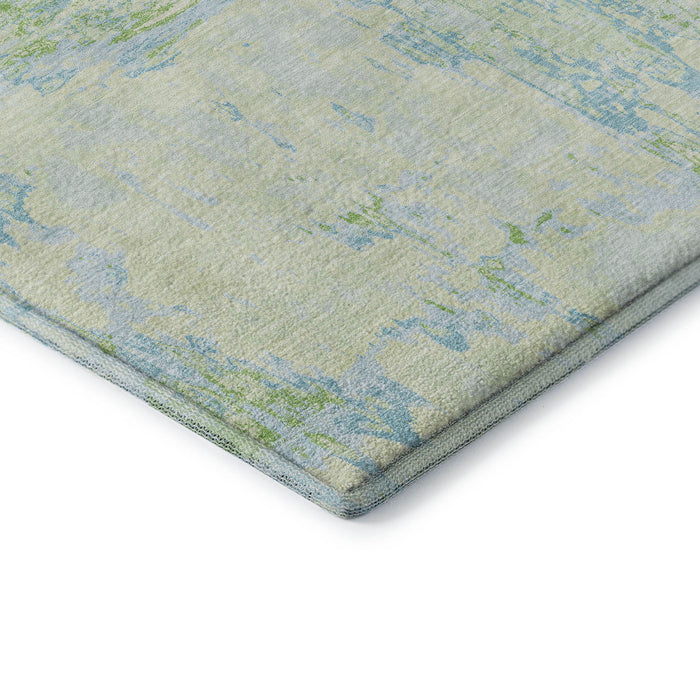 10' X 14' Abstract Washable Area Rug With UV Protection (693156) - Mint Green / Blue