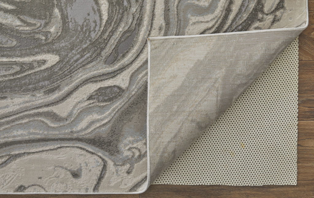 10' x 13' Abstract Stain Resistant Area Rug - Gray Ivory And Silver