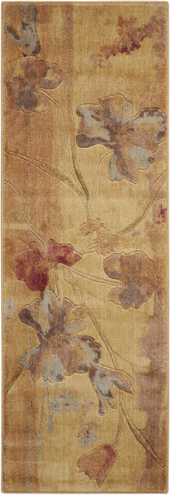6' Floral Runner Rug (556129) - Beige / Red / Orange