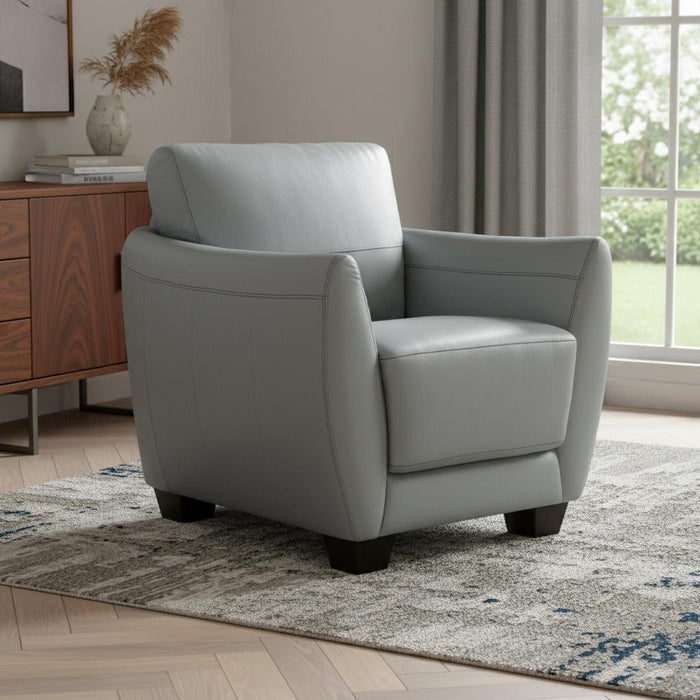 Genuine Leather and Black Arm Chair 33" - Watery