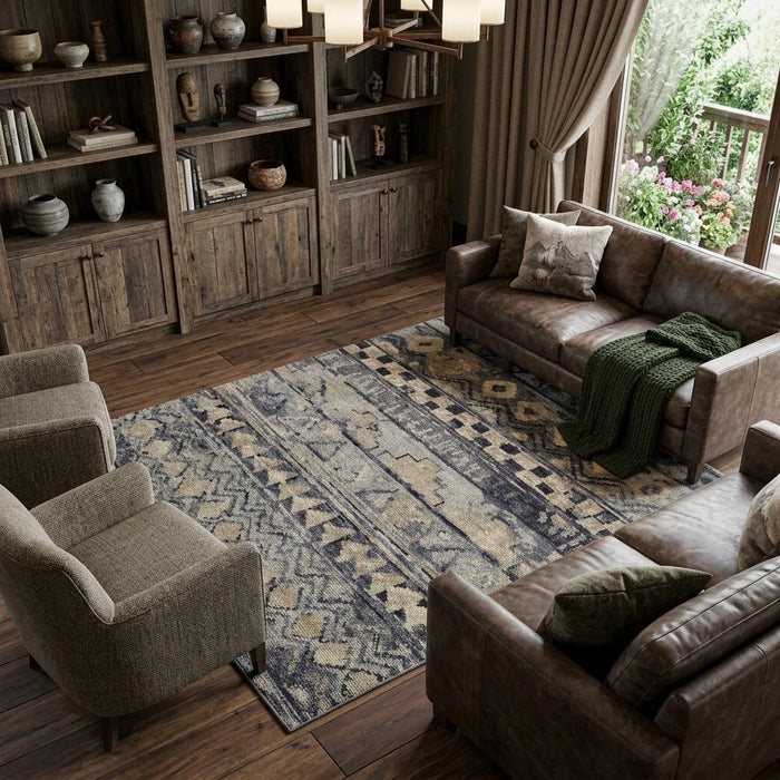 12' X 15' Wool Geometric Hand Knotted Area Rug (744447) - Taupe / Gray / Tan