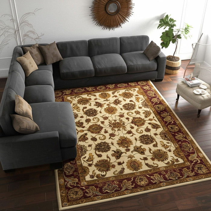 8' X 10' Oriental Hand Tufted Area Rug - Tan And Red