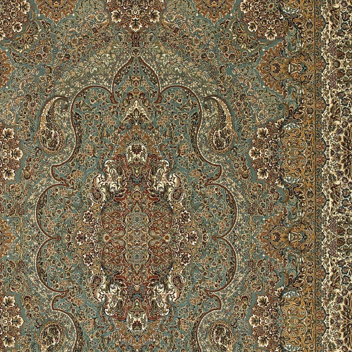 7' X 10' Medallion Area Rug With Fringe - Blue And Gold