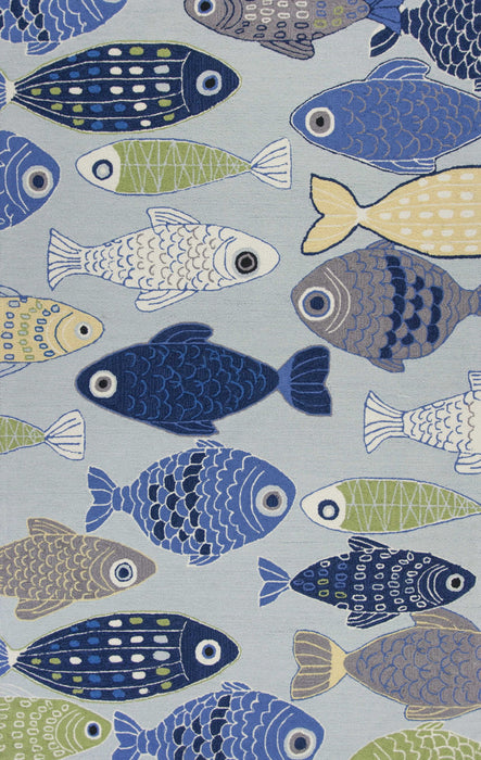 7' x 9' Polyester Area Rug - Light Blue