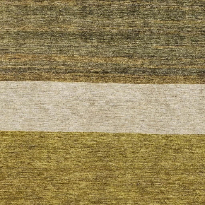 10' X 14' Striped Washable Area Rug With UV Protection (695108) - Gold / Ivory / Gray