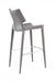 Set of two gray faux leather and steel low back bar height chairs by HomeRoots with modern design and bar stool style.