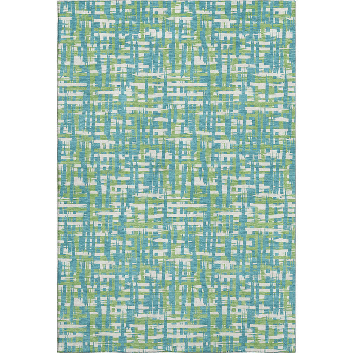 10' X 14' Abstract Geometric Washable Area Rug With UV Protection (683087) - Turquoise / Green / Ivory