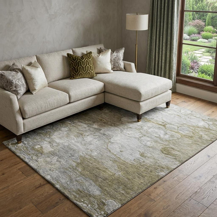 10' X 14' Abstract Washable Area Rug With UV Protection (656705) - Brown / Ivory