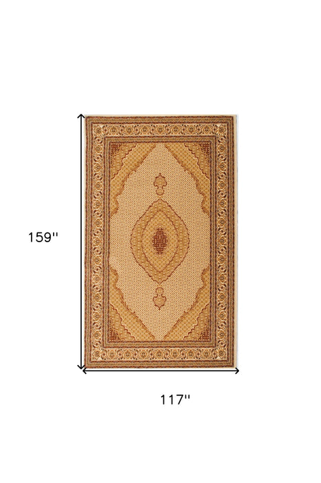 10' x 13' Oriental Washable Non Skid Area Rug - Beige And Ivory