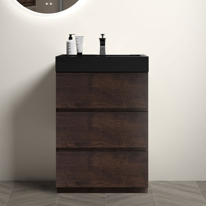 Giga Alice bathroom vanity with large storage, freestanding design, modern one-piece sink basin without drain or faucet.