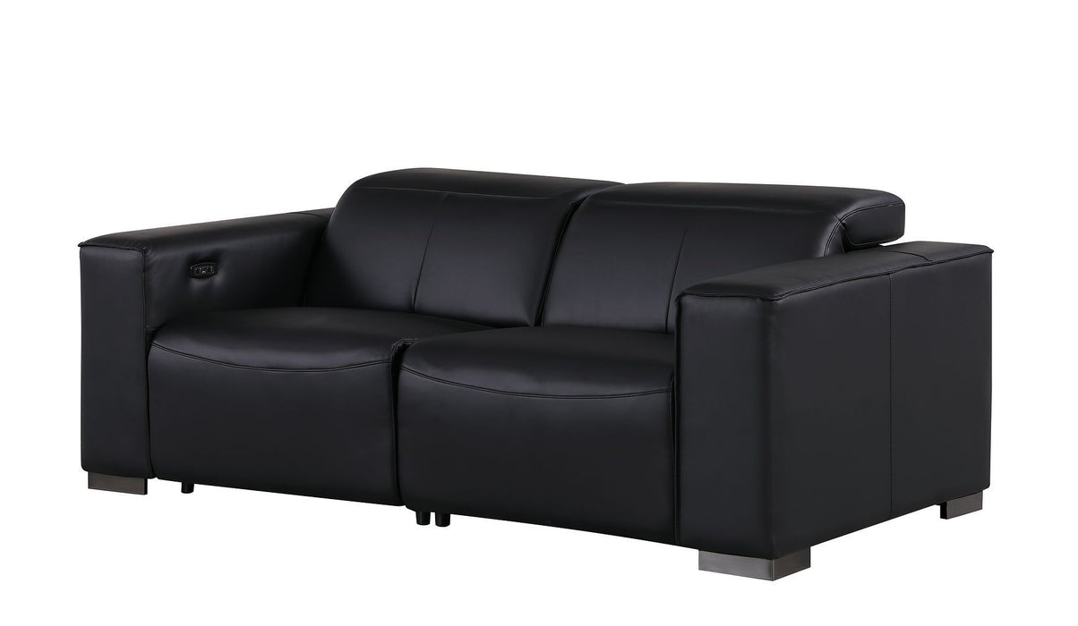 Leather Power Reclining Loveseat (720534) - Black / Brown