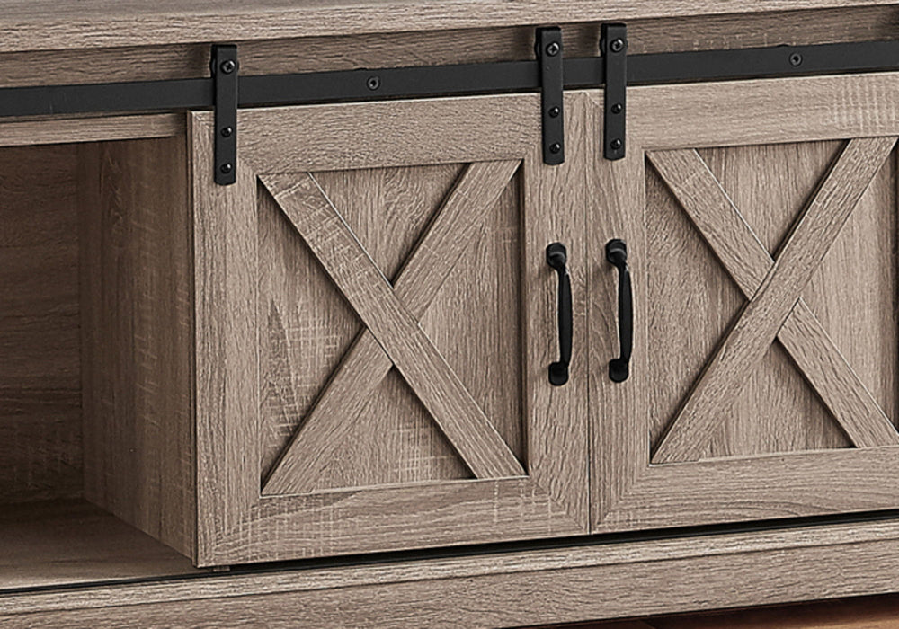 59" Deep Cabinet Enclosed Storage TV Stand - Taupe