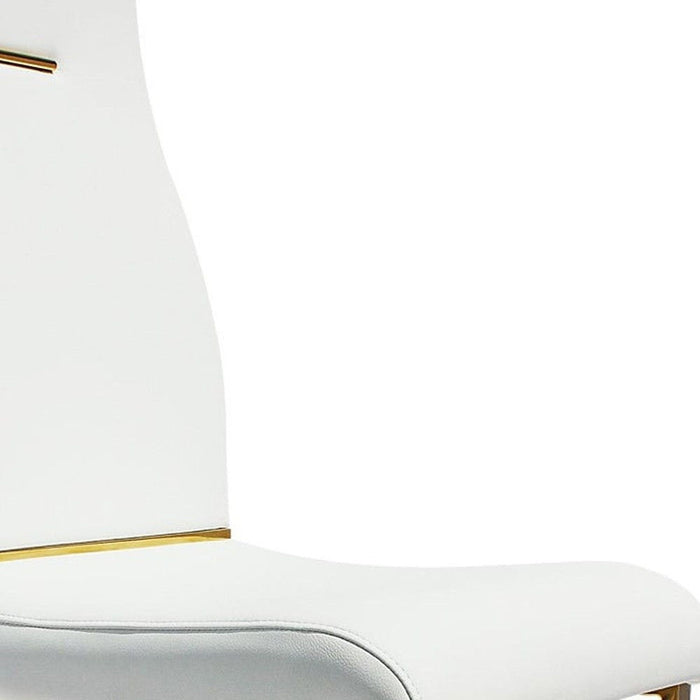 Upholstered Faux Leather Side Chairs For Dining Room (Set of 2) - White / Gold