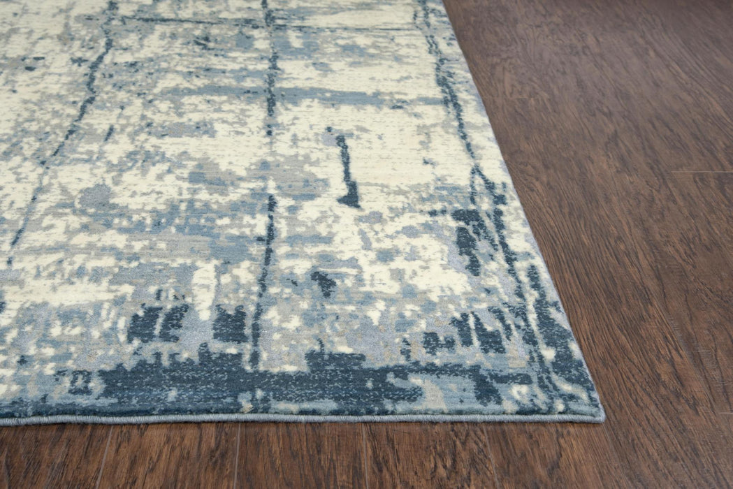 8' X 10' New Zealand Lambs Wool Abstract Hand Carved Handmade Area Rug (747588) - Blue / Light Blue / Gray / Ivory
