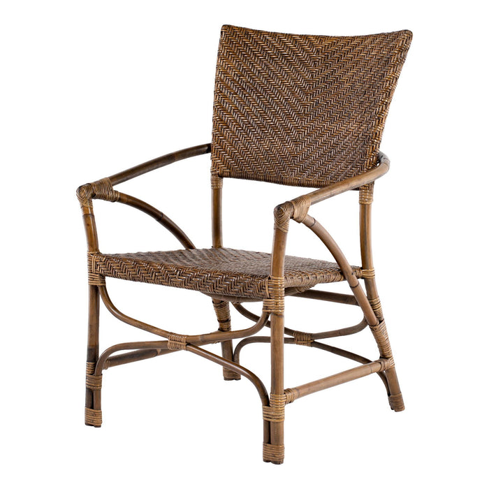 Rattan Open Back Dining Arm Chairs (Set of 2) - Natural