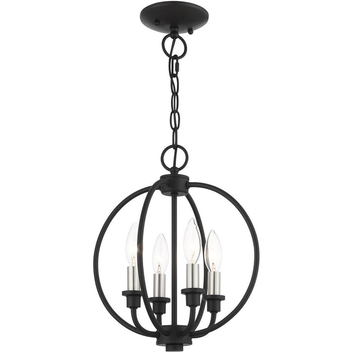 13" Four Light Dimmable Chandelier With Shades - Black