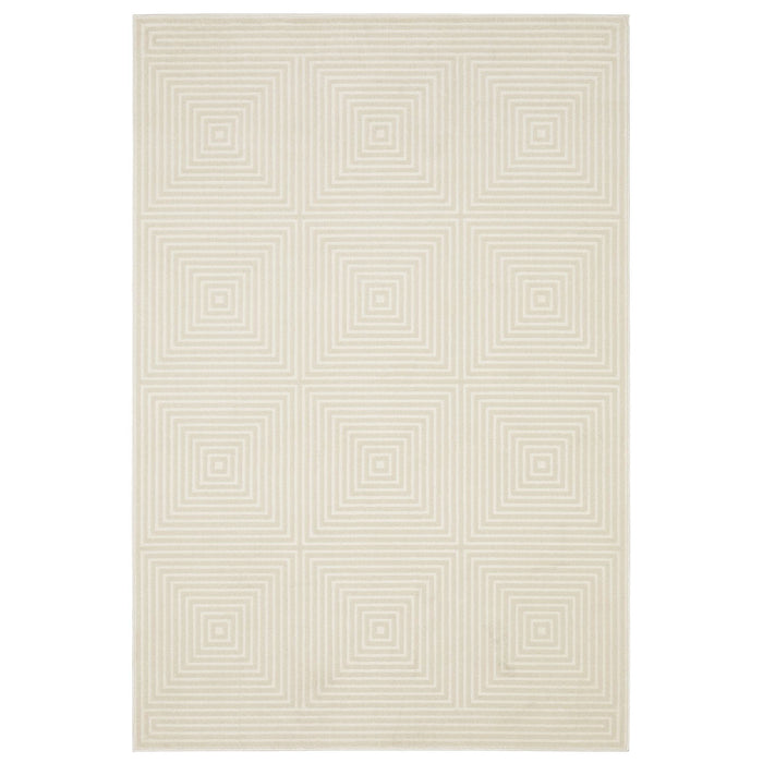 8' X 11' Geometric Area Rug - Ivory And Beige
