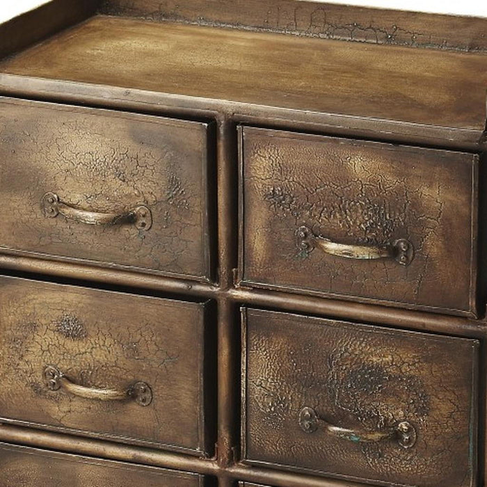 Metal Six Drawer Chest - Bronze