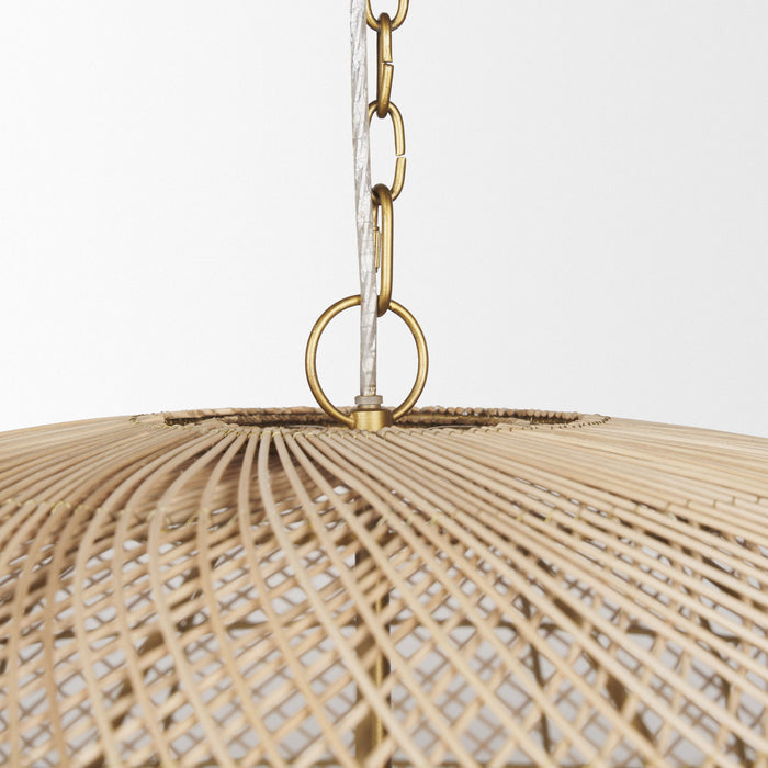 Four Light Rattan Dimmable Chandelier With Shades (731406) - Gold