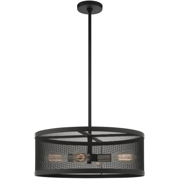 16" Four Light Dimmable Chandelier With Shades - Black