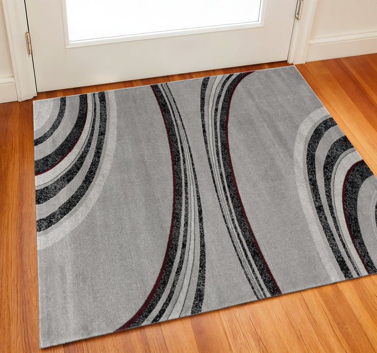 2' X 2' Abstract Square Rug (610317) - Gray / Black