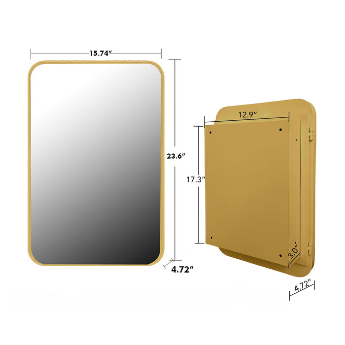 Giga recessed metal framed bathroom medicine cabinet with mirror and adjustable shelves, wall-mounted storage for bathroom essentials
