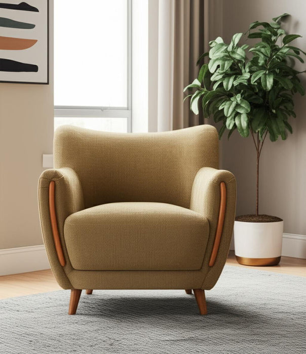 Upholstered Arm Chair - Green / Brown