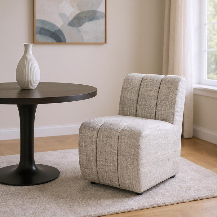 Upholstered Fabric Dining Side Chair With Wheels - Gray / Black