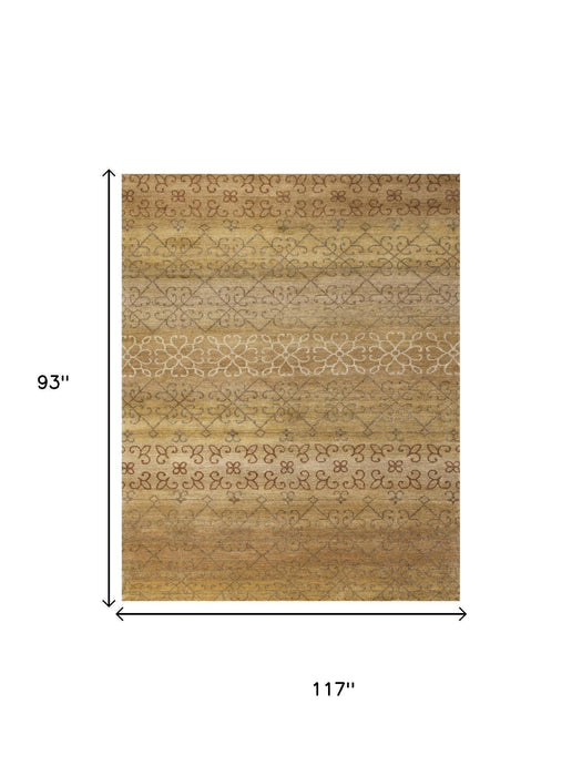 8' X 10' Wool Geometric Hand Knotted Area Rug (744245) - Brown / Tan