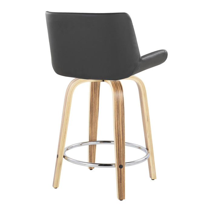 Santi - 24" Fixed-Height Counter Stool With Swivel - Zebra Wood (Set of 2)