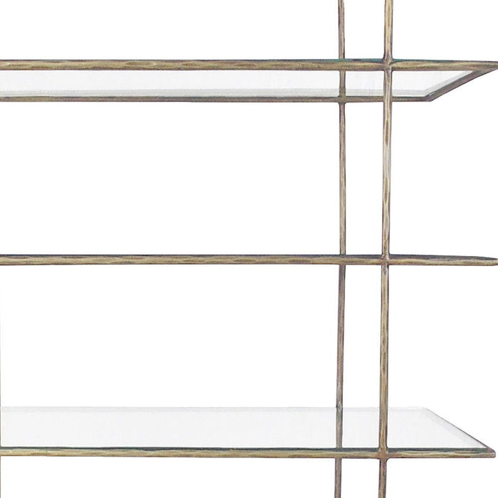 Five Tier Etagere Bookcase - Antiqued Gold / Clear